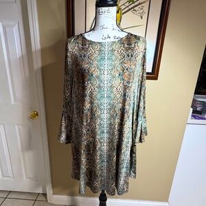 Emerald Snake Print Tunic Top - Green and Brown
